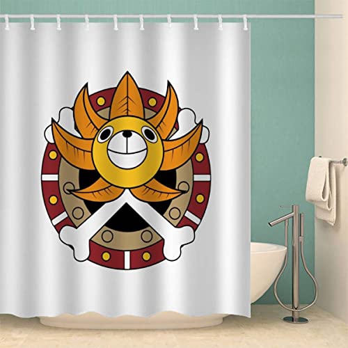 LUKAVA 3D Duschvorhang Anti-Schimmel Wasserdicht Duschvorhänge 180x200 cm Anime-Schiff Duschvorhang 100% Polyester Süße Tiere Badvorhang mit 12 Hooks von LUKAVA