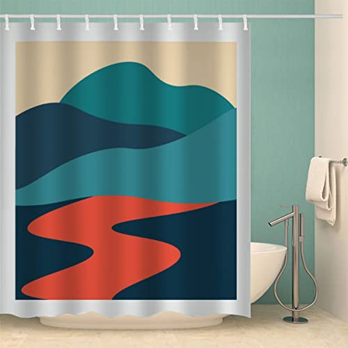 LUKAVA 3D Duschvorhang Anti-Schimmel Wasserdicht Duschvorhänge 180x200 cm Japanischer Stil Duschvorhang 100% Polyester Kunst Badvorhang mit 12 Hooks von LUKAVA