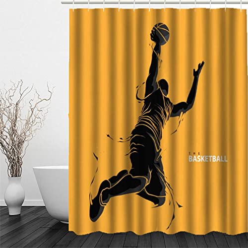 LUKAVA Duschvorhang 120x180 Antischimmel Duschvorhang Basketball-Spieler Gelb Shower Curtains Wasserdichter Badezimmervorhang Waschbar Duschvorhänge von LUKAVA