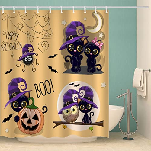 LUKAVA Duschvorhang Eule 3D Wasserdicht Duschvorhang Textil Halloween Badezimmer Badewanne Vorhänge mit 12 Ring Duschvorhang Bunt 240x200 cm von LUKAVA