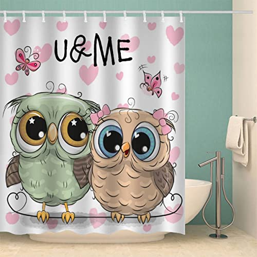 LUKAVA Duschvorhang Eule 3D Wasserdicht Duschvorhang Textil Schmetterling Badezimmer Badewanne Vorhänge mit 12 Ring Duschvorhang Bunt 200x200 cm von LUKAVA
