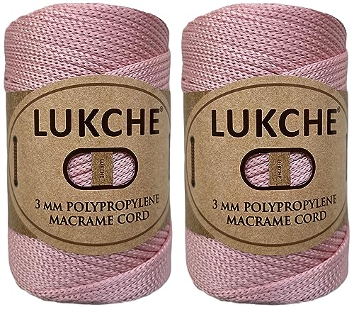 Lukche 3 mm Premium Polyester-Makramee-Schnur, 2 Knäuel (2 x 130 m), 100 % Polypropylen, Premium-Makramee-Seil, Garn, Häkeln, Makramee-Tasche, Handwerk für Wandaufhänger, Taschen, Bodenplatten, von LUKCHE