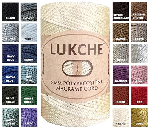 Lukche Makramee-Schnur aus hochwertigem Polyester, 3 mm, 100 % Polypropylen, 100 % Polypropylen, buntes Garn, Häkeln, Makramee, Tasche, Handwerk für Wandaufhänger, Taschen, Bodenplatten, Teppiche (1 von LUKCHE