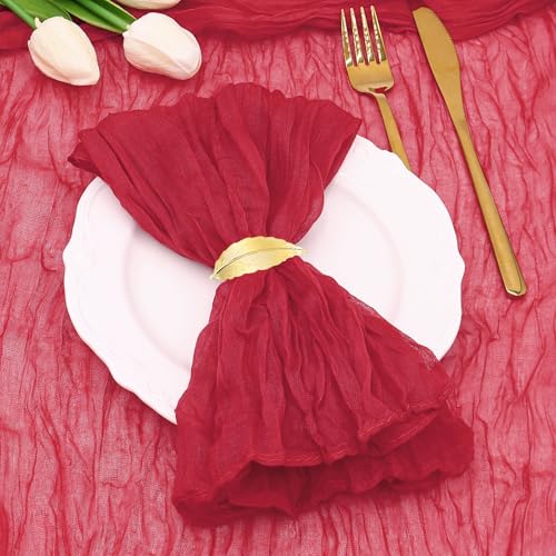 LUKDUNG 12 Stück Servietten, Boho Gaze Käsetuch Servietten 50 x 50 cm, Mullservietten für Party Hochzeiten Zuhause Brautpartys Tischdekorationen, Rot LUKDUNG 12 Stück Servietten, Boho Gaze Käsetuch Servietten 50 x 50 cm, Mullservietten für Party Hochzeiten Zuhause Brautpartys Tischdekorationen, Rot von LUKDUNG