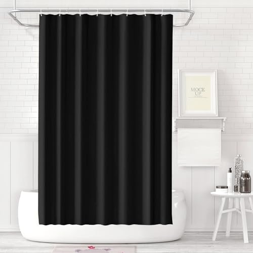 LUKDUNG 120x200 Badevorhang, Duschvorhang Anti-schimmel in Badezimmer, Vorhang für Badewanne Dusche aus Stoff Wasserdicht Waschbar, Waschbar PEVA Shower Curtain mit 8 Duschvorhangringe Schwarz von LUKDUNG