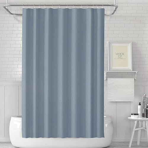 LUKDUNG 180x180 Badevorhang, Duschvorhang Anti-schimmel in Badezimmer, Vorhang für Badewanne Dusche aus Stoff Wasserdicht Waschbar, Waschbar PEVA Shower Curtain mit 12 Duschvorhangringe Blau von LUKDUNG