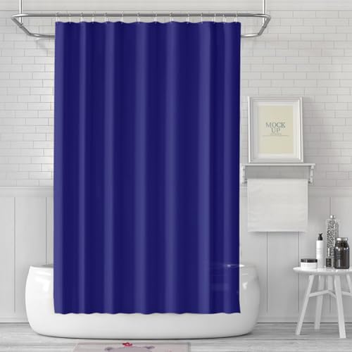 LUKDUNG 180x180 Badevorhang, Duschvorhang Anti-schimmel in Badezimmer, Vorhang für Badewanne Dusche aus Stoff Wasserdicht Waschbar, Waschbar PEVA Shower Curtain mit 12 Duschvorhangringe Dunkelblau von LUKDUNG