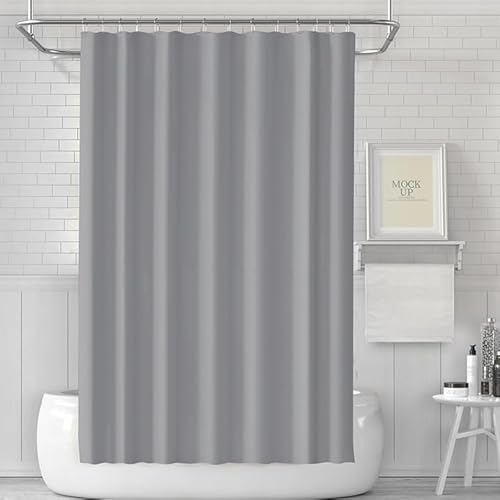 LUKDUNG 180x180 Badevorhang, Duschvorhang Anti-schimmel in Badezimmer, Vorhang für Badewanne Dusche aus Stoff Wasserdicht Waschbar, Waschbar PEVA Shower Curtain mit 12 Duschvorhangringe Grau von LUKDUNG