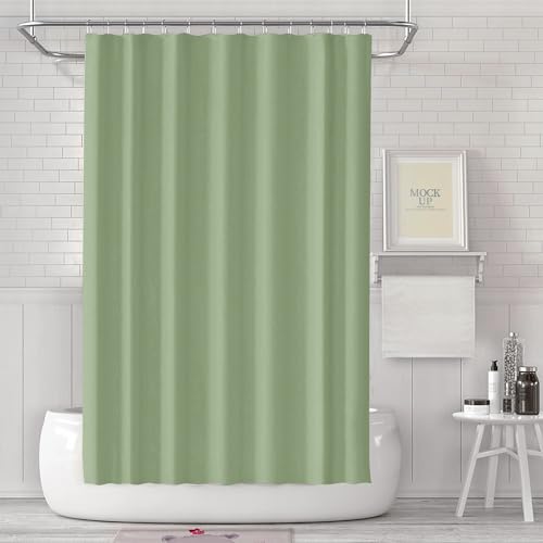 LUKDUNG 180x180 Badevorhang, Duschvorhang Anti-schimmel in Badezimmer, Vorhang für Badewanne Dusche aus Stoff Wasserdicht Waschbar, Waschbar PEVA Shower Curtain mit 12 Duschvorhangringe Grün von LUKDUNG