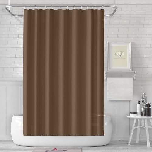 LUKDUNG 180x180 Badevorhang, Duschvorhang Anti-schimmel in Badezimmer, Vorhang für Badewanne Dusche aus Stoff Wasserdicht Waschbar, Waschbar PEVA Shower Curtain mit 12 Duschvorhangringe Kaffee von LUKDUNG