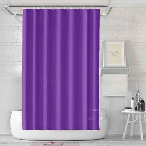LUKDUNG 180x180 Badevorhang, Duschvorhang Anti-schimmel in Badezimmer, Vorhang für Badewanne Dusche aus Stoff Wasserdicht Waschbar, Waschbar PEVA Shower Curtain mit 12 Duschvorhangringe Lila von LUKDUNG