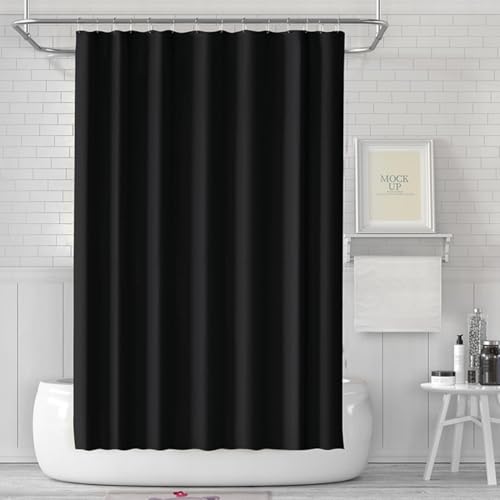 LUKDUNG 180x180 Badevorhang, Duschvorhang Anti-schimmel in Badezimmer, Vorhang für Badewanne Dusche aus Stoff Wasserdicht Waschbar, Waschbar PEVA Shower Curtain mit 12 Duschvorhangringe Schwarz von LUKDUNG