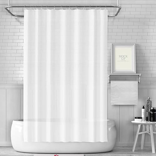 LUKDUNG 180x180 Badevorhang, Duschvorhang Anti-schimmel in Badezimmer, Vorhang für Badewanne Dusche aus Stoff Wasserdicht Waschbar, Waschbar PEVA Shower Curtain mit 12 Duschvorhangringe Weiß von LUKDUNG