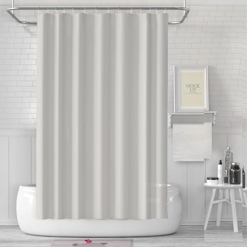 LUKDUNG 180x200 Badevorhang, Duschvorhang Anti-schimmel in Badezimmer, Vorhang für Badewanne Dusche aus Stoff Wasserdicht Waschbar, Waschbar PEVA Shower Curtain mit 12 Duschvorhangringe Beige von LUKDUNG