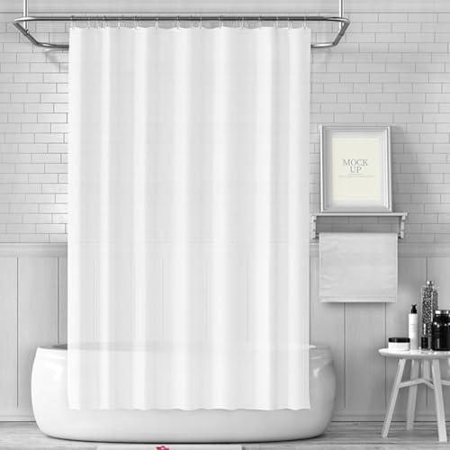 LUKDUNG 180x200 Badevorhang, Duschvorhang Anti-schimmel in Badezimmer, Vorhang für Badewanne Dusche aus Stoff Wasserdicht Waschbar, Waschbar PEVA Shower Curtain mit 12 Duschvorhangringe Weiß von LUKDUNG