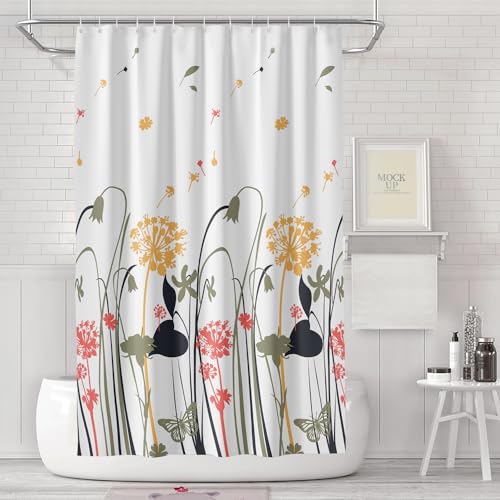 LUKDUNG 180x200cm Badevorhang, Duschvorhang Anti-schimmel in Badezimmer, Vorhang für Badewanne Dusche Wasserdicht Waschbar, Waschbar PEVA Shower Curtain mit 12 Duschvorhangringe von LUKDUNG