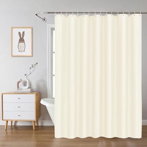 LUKDUNG 240x200 Badevorhang Polyester Textil, Duschvorhang Anti-schimmel für Badezimmer, Vorhang für Badewanne Dusche aus Stoff Wasserdicht Waschbar, Shower Curtain mit 16 Haken Beige LUKDUNG 240x200 Badevorhang Polyester Textil, Duschvorhang Anti-schimmel für Badezimmer, Vorhang für Badewanne Dusche aus Stoff Wasserdicht Waschbar, Shower Curtain mit 16 Haken Beige von LUKDUNG