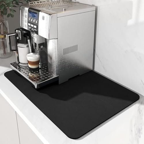 LUKDUNG Kaffeemaschine Abtropfmatte, Abtropfmatte Geschirr Schnelltrocknend, Kaffeemaschine Matte Unterlage,Abtropfmatte mit Gummisohle für Kaffeemaschine, Küche, Theke, Spüle (40x60cm,Schwarz) von LUKDUNG