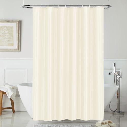 LUKDUNG 120x200 Badevorhang Polyester Textil, Duschvorhang Anti-schimmel für Badezimmer, Vorhang für Badewanne Dusche aus Stoff Wasserdicht Waschbar, Shower Curtain mit 8 Haken Beige von LUKDUNG