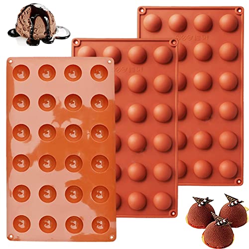 3 Stück Halbkugel Silikonform Mini, Kleine Größe 24 Löcher Silikonform Rund 2.9 cm, Kugel Flexible Schokoladenform zur Herstellung von Schokolade, Kuchen, Gelee, Dome-Mousse 3 Stück Halbkugel Silikonform Mini, Kleine Größe 24 Löcher Silikonform Rund 2.9 cm, Kugel Flexible Schokoladenform zur Herstellung von Schokolade, Kuchen, Gelee, Dome-Mousse von LUKIUP
