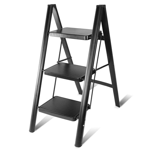 Trittleiter 3 Stufen Leiter, Küchenleiter, Eisen, Breite Stufen, Stabile Belastung 150kg, Leicht zu Tragen Trittleiter 3 Stufen Leiter, Küchenleiter, Eisen, Breite Stufen, Stabile Belastung 150kg, Leicht zu Tragen von LUKVCIY
