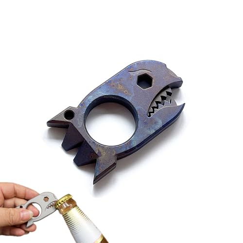 LULAOLIU EDC Brechstange mit Flaschenöffner, Schraubenschlüssel, Titan-Hebeleisen, Multi-Tool Shark Pocket Brecheisen – Ihr vielseitiger Begleiter für den täglichen Gebrauch und Camping-Zubehör (Blau) von LULAOLIU