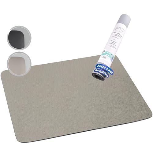 LULEY® Die saugfähige Abtropfmatte 30x40 cm Grau Geeignet als Abtropfmatte Geschirr Spülmatte Trockenmatte Abtropfunterlage Spülbeckenmatte rutschfest schnelltrocknend, Kunstleder von LULEY