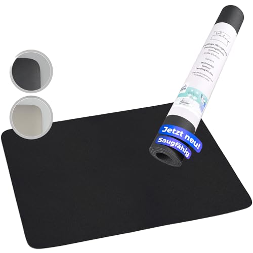 LULEY® Die saugfähige Abtropfmatte 40x50 cm Schwarz Geeignet als Abtropfmatte Geschirr Spülmatte Trockenmatte Abtropfunterlage Spülbeckenmatte rutschfest schnelltrocknend, Kunstleder von LULEY