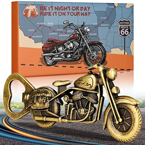 LULLEA Motorrad-Geschenke für Männer, Motorrad-Flaschenöffner, lustige Biergeschenke für Männer, Ihn Papa, Bronze-Vintage-Gadgets, Valentinstagsgeschenke, mit Geschenkbox und Karte von LULLEA