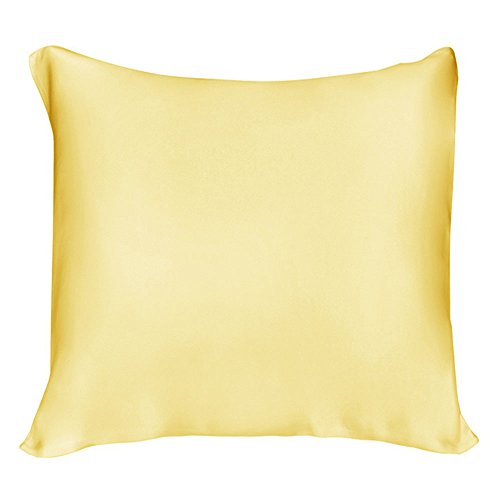 Lulusilk Kopfkissenbezug, 100 % reine Seide, 19 Momme, mit verdecktem Reißverschluss, 1 Stück 80 x 80 cm gold von LULUSILK