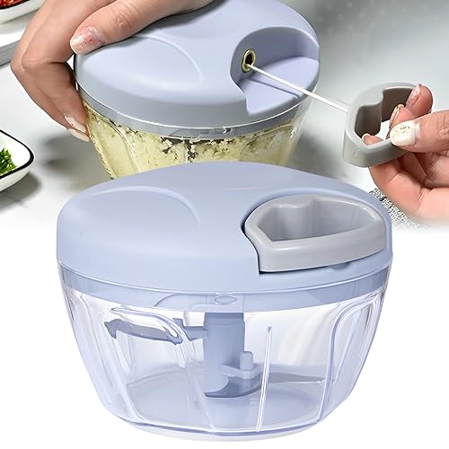 Manueller Lebensmittelzerkleinerer, LULUWA Küche Hand Pull Processor Slicer für Gemüse Fleisch Früchte Nüsse Knoblauch Zwiebel Paprika (Blau) von LULUWA