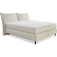 Boxspringbett 180x200 cm H3+H4 Federkernmatratzen Bonell Topper Flachgewebe Beige Grau / 20020 von LUMA-HOME