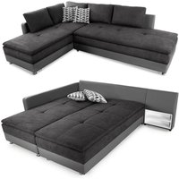 Ecksofa-Dauerschläfer Doppelbett Federkern Bettkasten Couch in Anthrazit Grau / 15106 Ecksofa-Dauerschläfer Doppelbett Federkern Bettkasten Couch in Anthrazit Grau / 15106 von LUMA-HOME