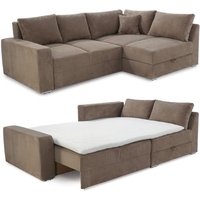 Ecksofa-Dauerschläfer Federkern Topper Bettkasten Schlafcouch Cord Braun Taupe / 15234 Ecksofa-Dauerschläfer Federkern Topper Bettkasten Schlafcouch Cord Braun Taupe / 15234 von LUMA-HOME