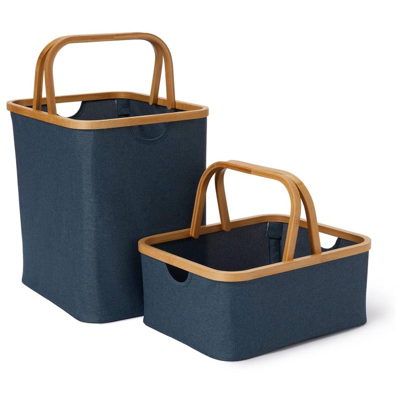 Bambus-Rahmen-Aufbewahrungskorb - 2er-Set - Blau von LUMALAND