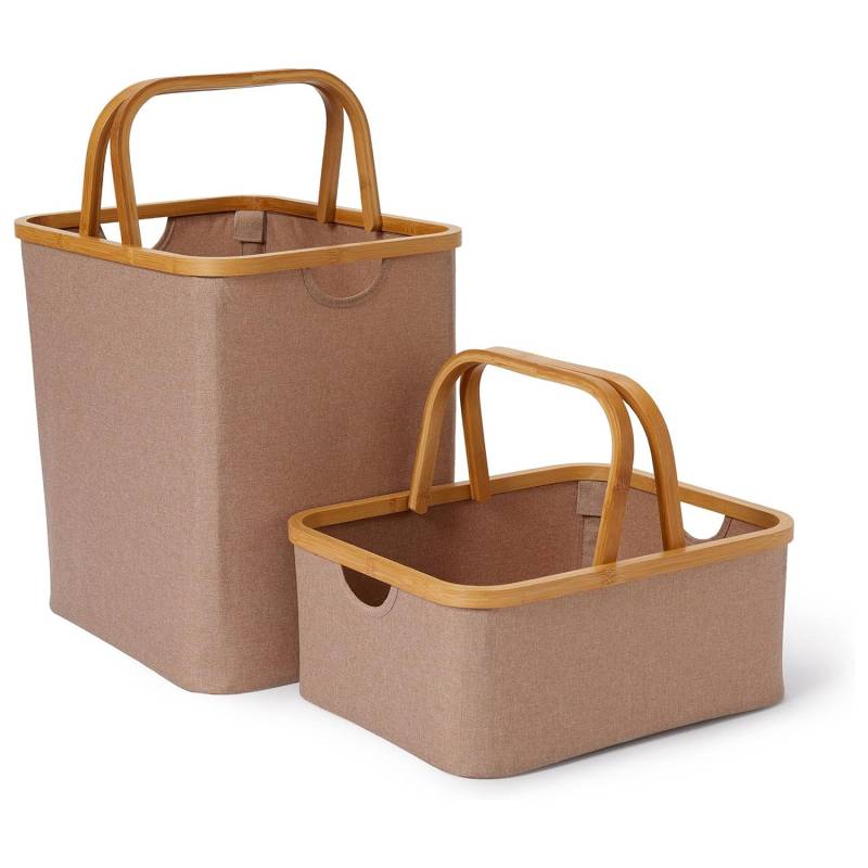 Bambus-Rahmen-Aufbewahrungskorb - 2er-Set - Taupe von LUMALAND