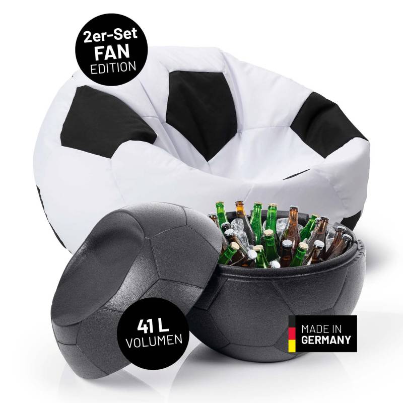 EM 2024 Fan-Lounge 1 + 1 - XXL-Fußball-Sitzsack + Fußball-Sitz-Kühlbox von LUMALAND