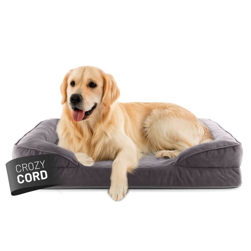 Komfort-Hundebett aus der LUMALAND Cord-Reihe - Gr. L - 110 x 75 cm - Grau von LUMALAND