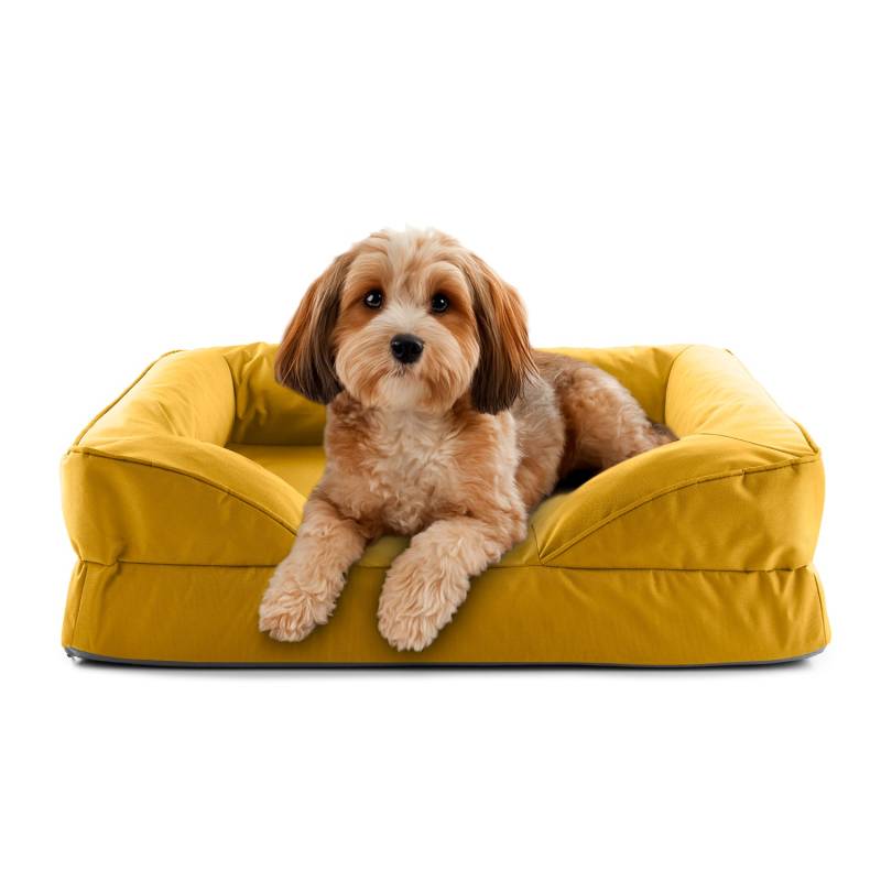 Komfort-Hundebett aus der LUMALAND Outdoor-Kollektion - Gr. S - 70 x 60 cm - Senfgelb von LUMALAND