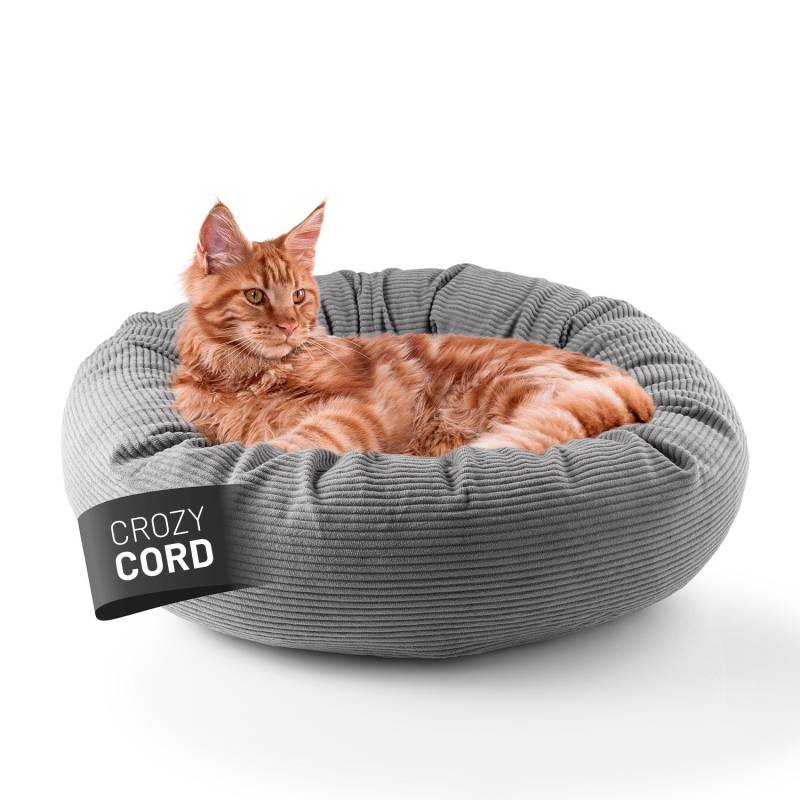 Komfort-Katzenbett aus der LUMALAND Cord-Reihe - Ø 60 cm - Grau von LUMALAND