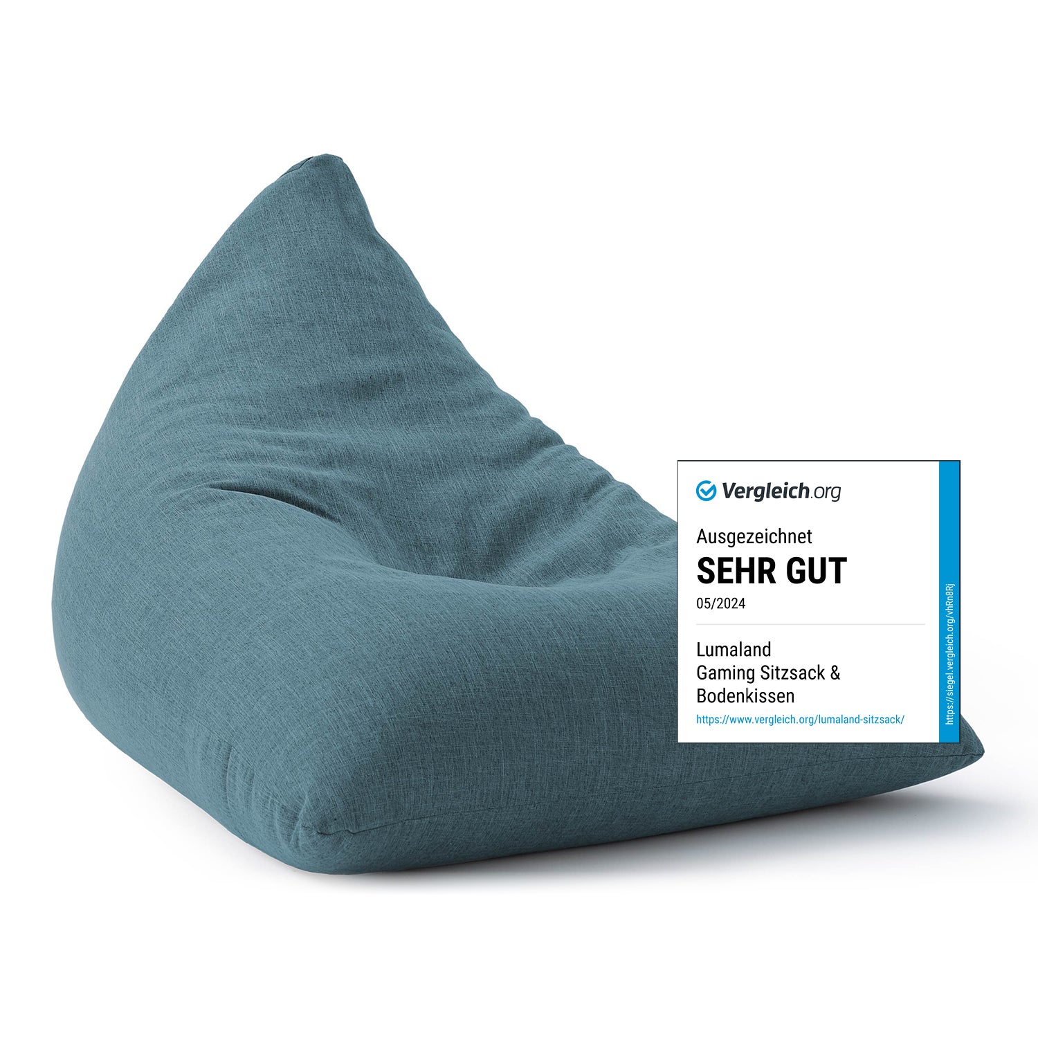 Sitzsack Interior Line - Sitzkissen Bean Bag - Dreieckiger Komfort-Sitzsack - 370l Füllung - 150 x 100 x 100 cm - Aqua von LUMALAND