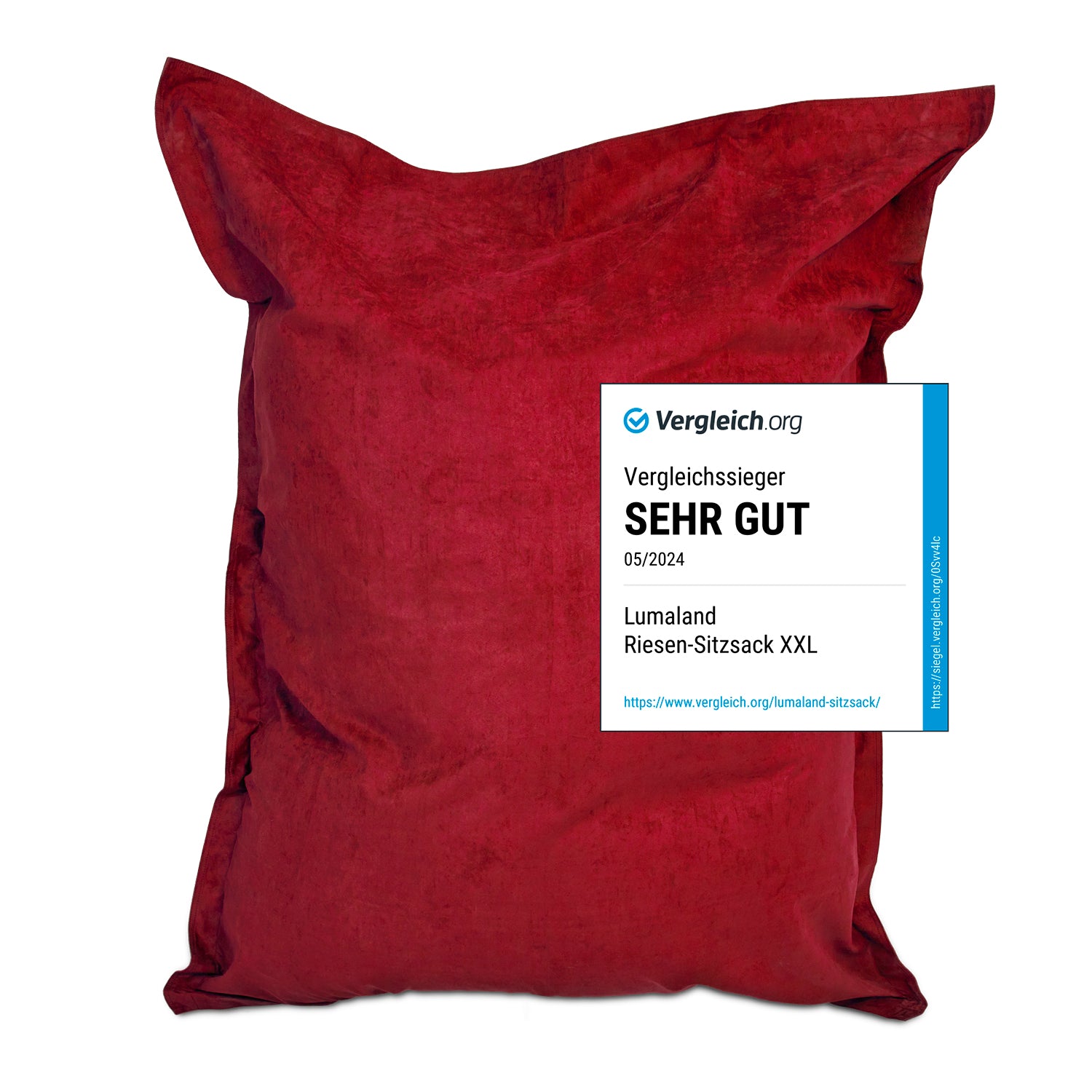 XXL Microvelours Sitzsack (380 L) - indoor - Rot XXL Microvelours Sitzsack (380 L) - indoor - Rot von LUMALAND