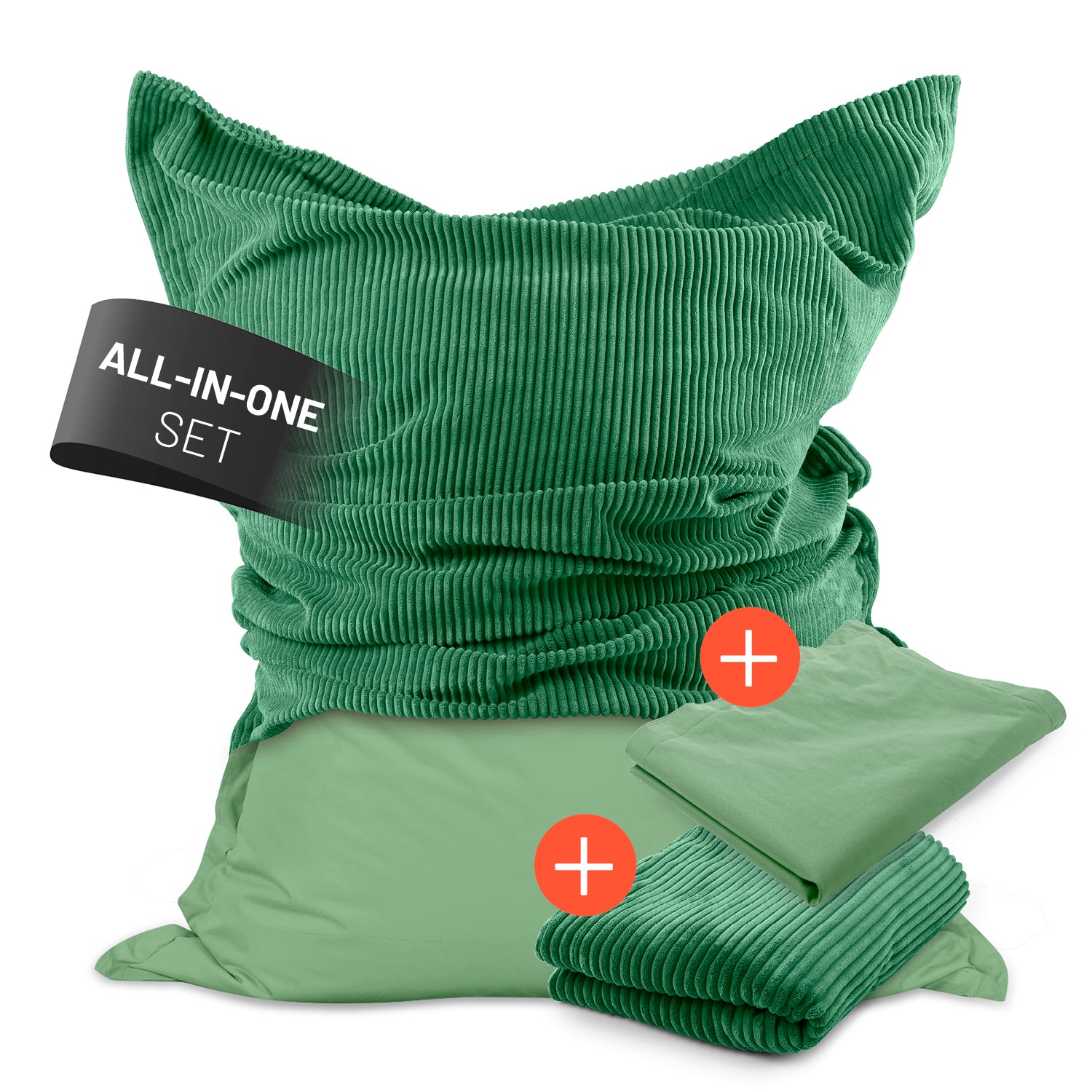 Sitzsack Classic XXL All-in-One Set - 380 L - 140 x 180 cm - Pastellgrün von LUMALAND