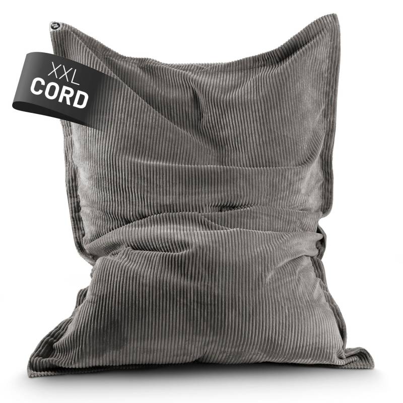 Sitzsack Classic XXL aus der LUMALAND Cord-Reihe - 380 L - 140 x 180 cm - Grau von LUMALAND