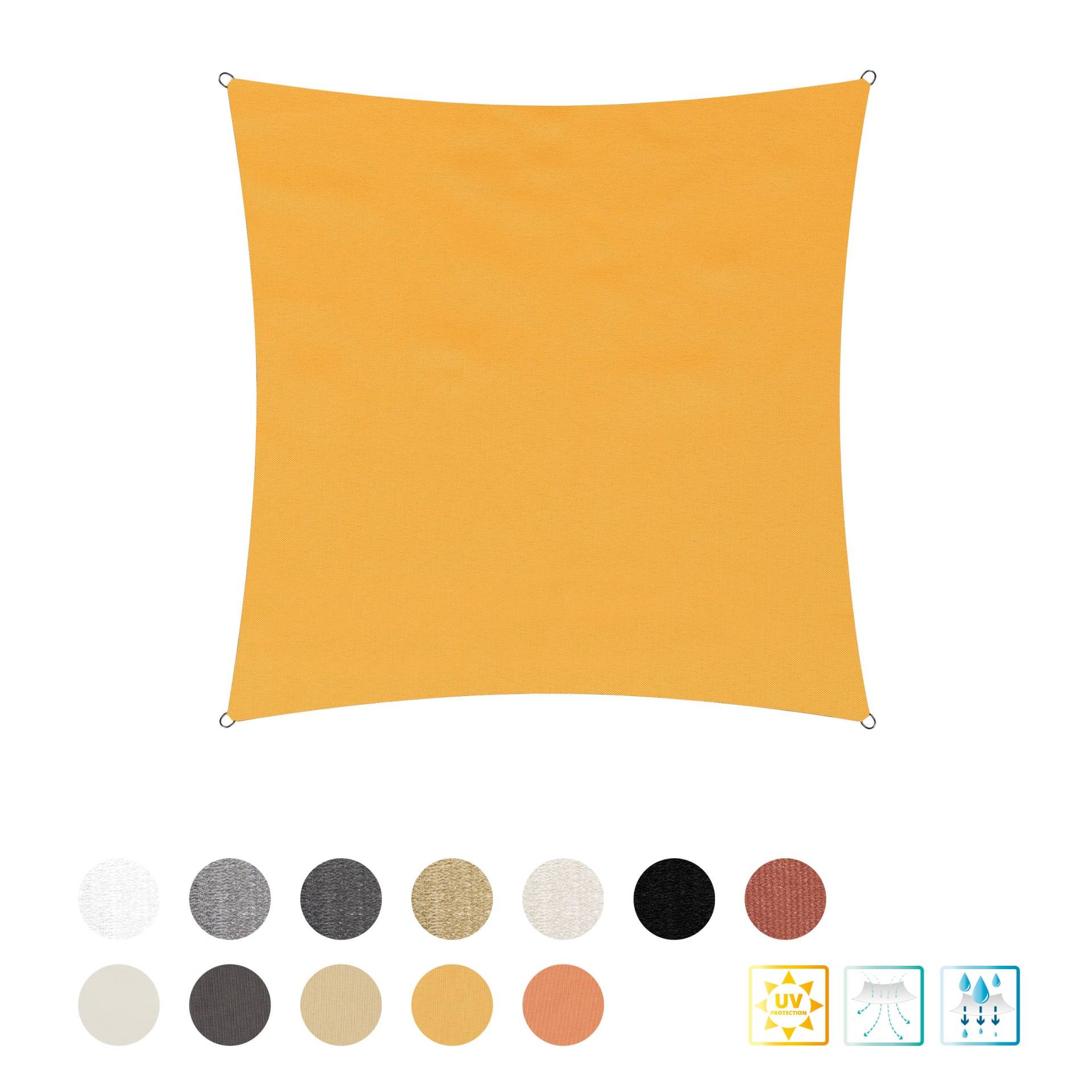 Sonnensegel Polyester - Quadrat 3 x 3 Meter - Gelb von LUMALAND