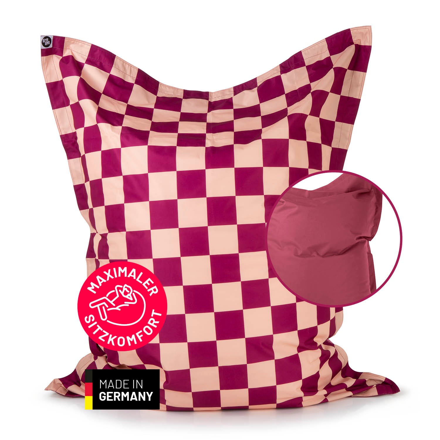 XXL-Sitzsack Karo - Weinrot/Pfirsich XXL-Sitzsack Karo - Weinrot/Pfirsich von LUMALAND