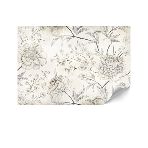 LUMASOUL Fototapete 150x105 cm - VliestapeteBlumen- Moderne Tapeten für Wohnzimmer & Schlafzimmer - Hochwertige Bildtapete Einfach zu Montieren - Cremig von LUMASOUL