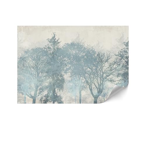 LUMASOUL Fototapete 150x105 cm - VliestapeteNatur- Moderne Tapeten für Wohnzimmer & Schlafzimmer - Hochwertige Bildtapete Einfach zu Montieren - Creme und Blau von LUMASOUL