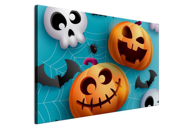 LUMASOUL Leinwandbild mit Halloween Motiv - Bilder für die Wand in Holzrahmen - 120 x 80 cm, 1 teilig - Motiv 3, Halloween Motiv, Rechteckig, Nach innen, Horizontale Ausrichtung von LUMASOUL