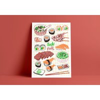 A3-Plakat „Sushi Party", Im Risografieverfahren in Frankreich Gedruckt von LUMApattern